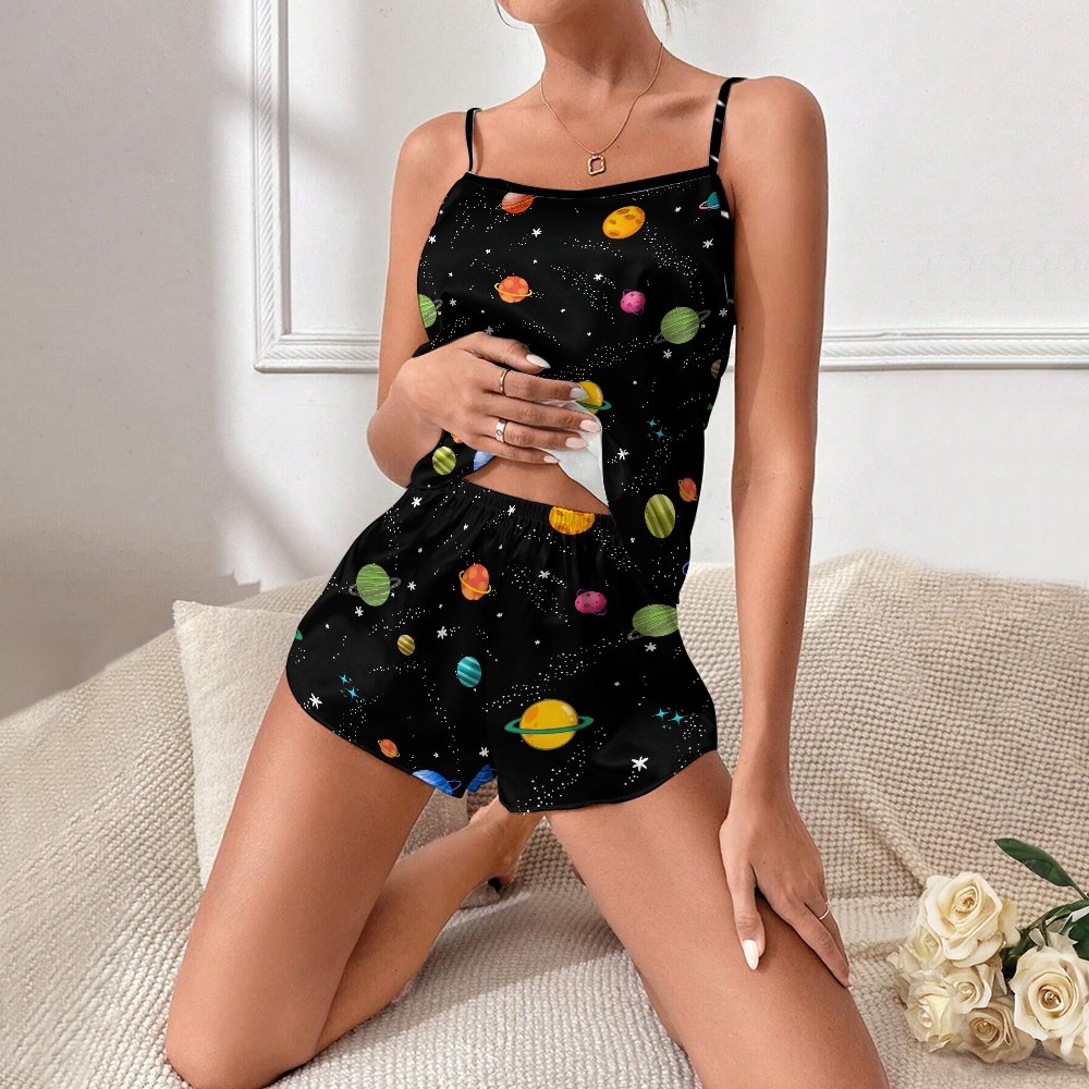 Cosmic Planet Women's Geek Suspender Cami Set