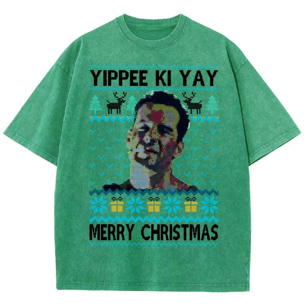 Yippee Ki Yay Christmas Vintage Distressed T-shirt