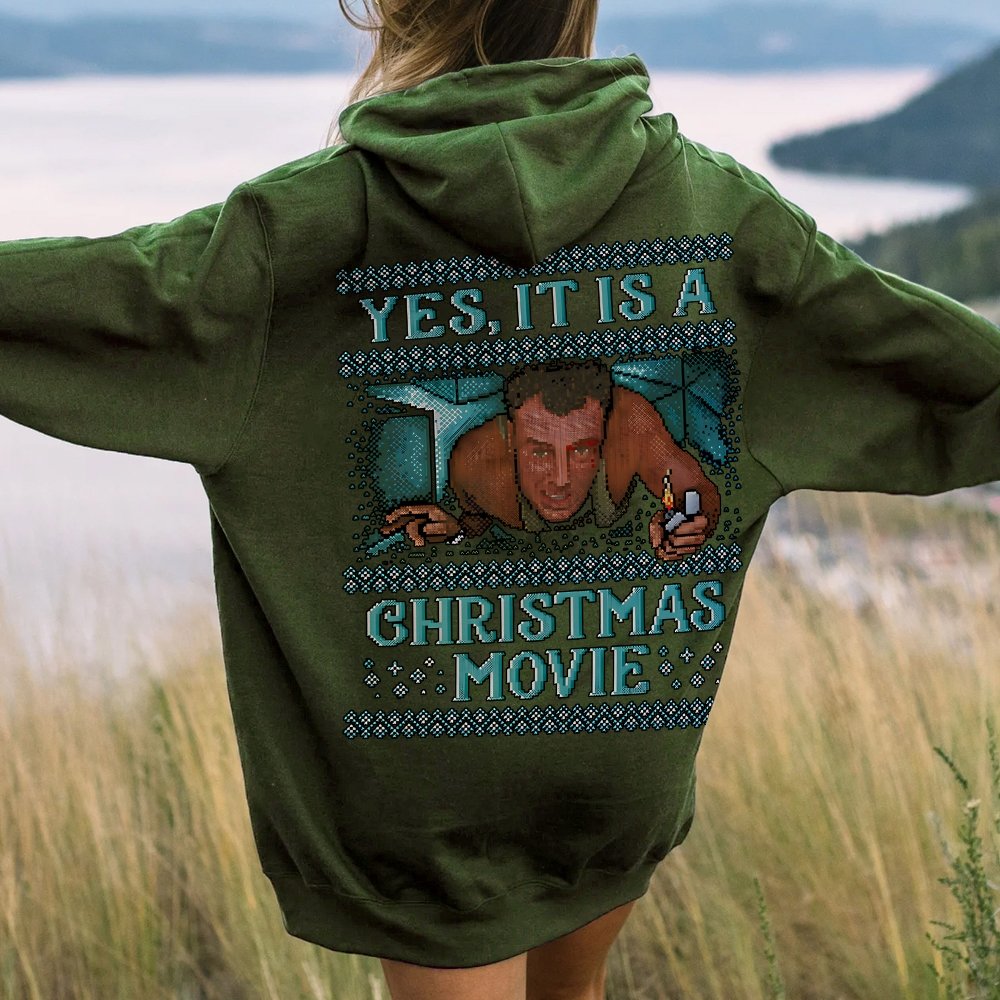 Gen-X Christmas Movie Printed Back Unisex Cotton Hoodie