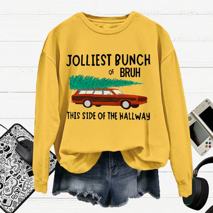 Jolliest Bunch Of Bruh.Christmas Cotton Pullover Sweatshirt
