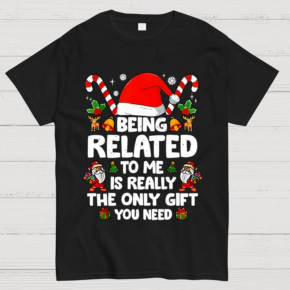Christmas Funny 'Being Related to Me Is Really the Only Gift You Need' Geek T-Shirt