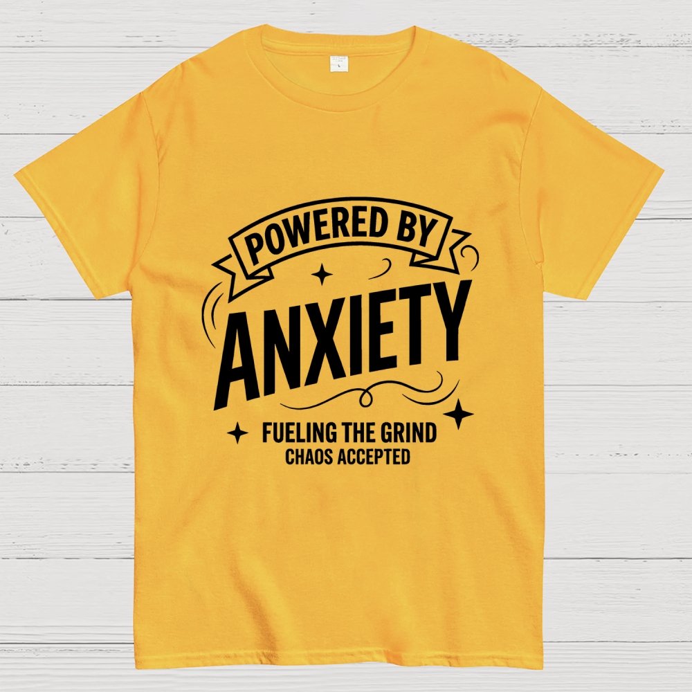 Powered By Anxiety Art Print Geek T-Shirt