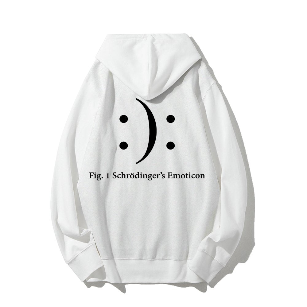 Schrodinger's Emoticon Printed Back Unisex Cotton Hoodie