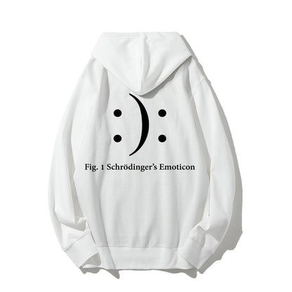 Schrodinger's Emoticon Printed Back Unisex Cotton Hoodie