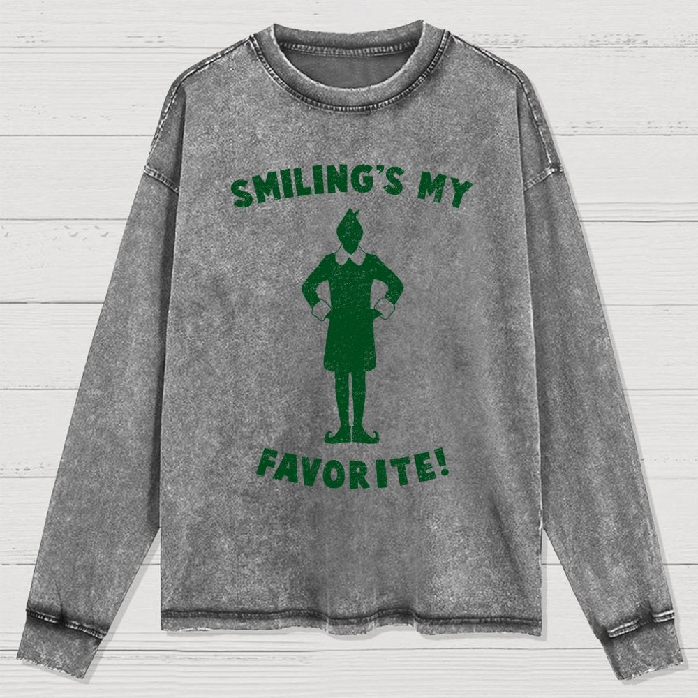 Smiling's My Favorite Washed Long Sleeve Tee