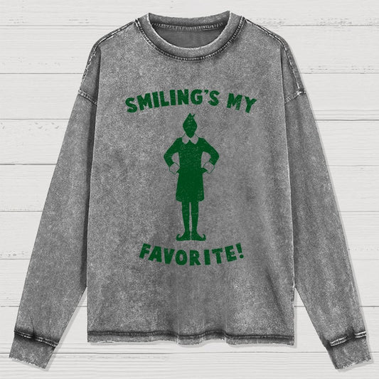 Smiling's My Favorite Washed Long Sleeve Tee