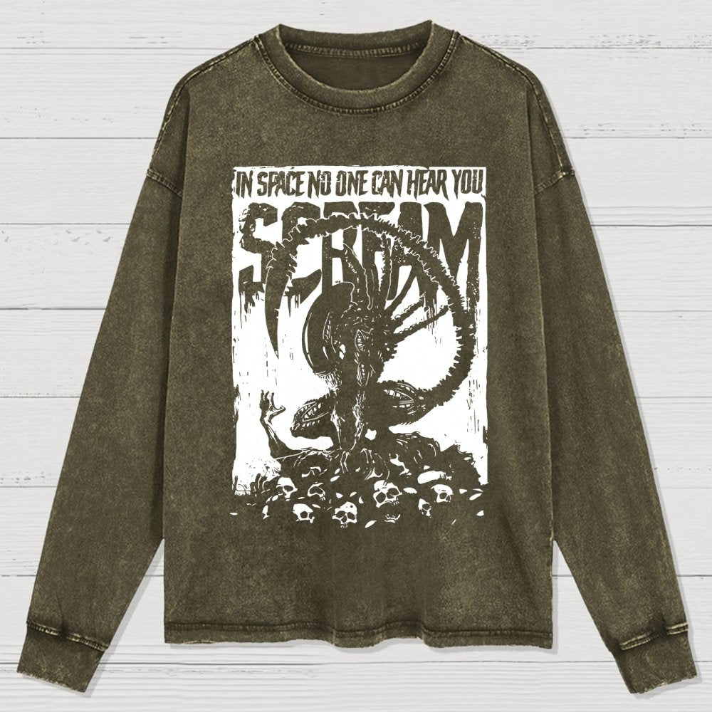 In Space No One Can Hear You Washed Long Sleeve Tee