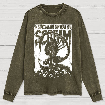 In Space No One Can Hear You Washed Long Sleeve Tee