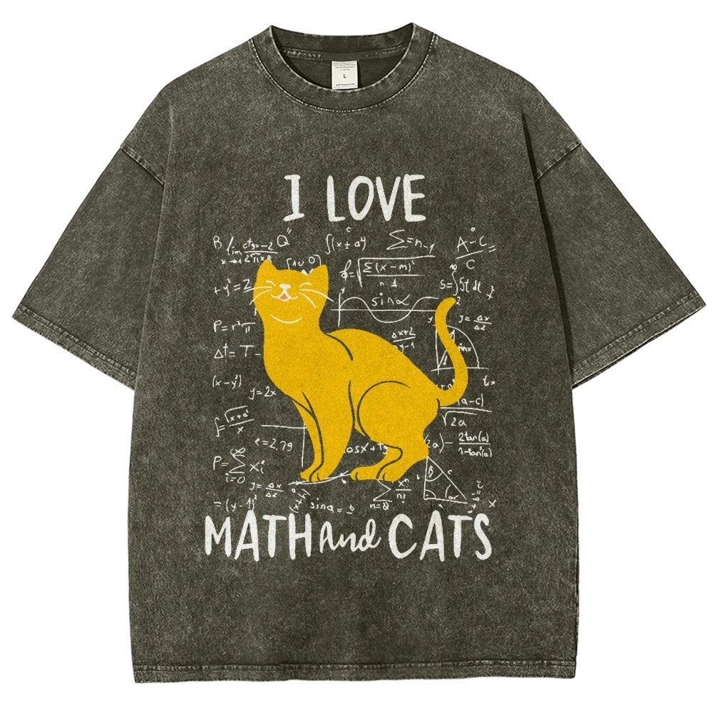 I Love Math And Cats Vintage Distressed T-shirt