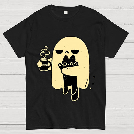 Cute Ghost Holding Cat Geek T-Shirt