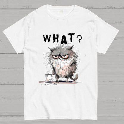 Bad Temper Feline With Coffee Grumpily Catty Funny T-Shirt