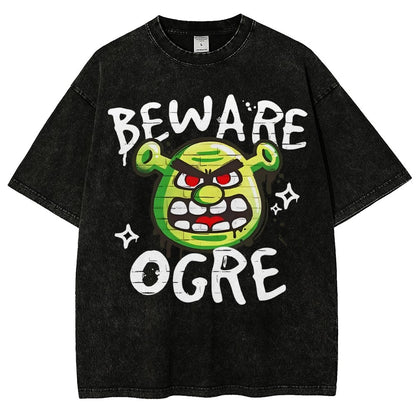 Beware Ogre Graffiti Vintage Distressed T-shirt