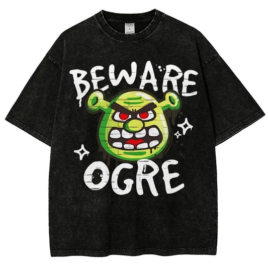 Beware Ogre Graffiti Vintage Distressed T-shirt