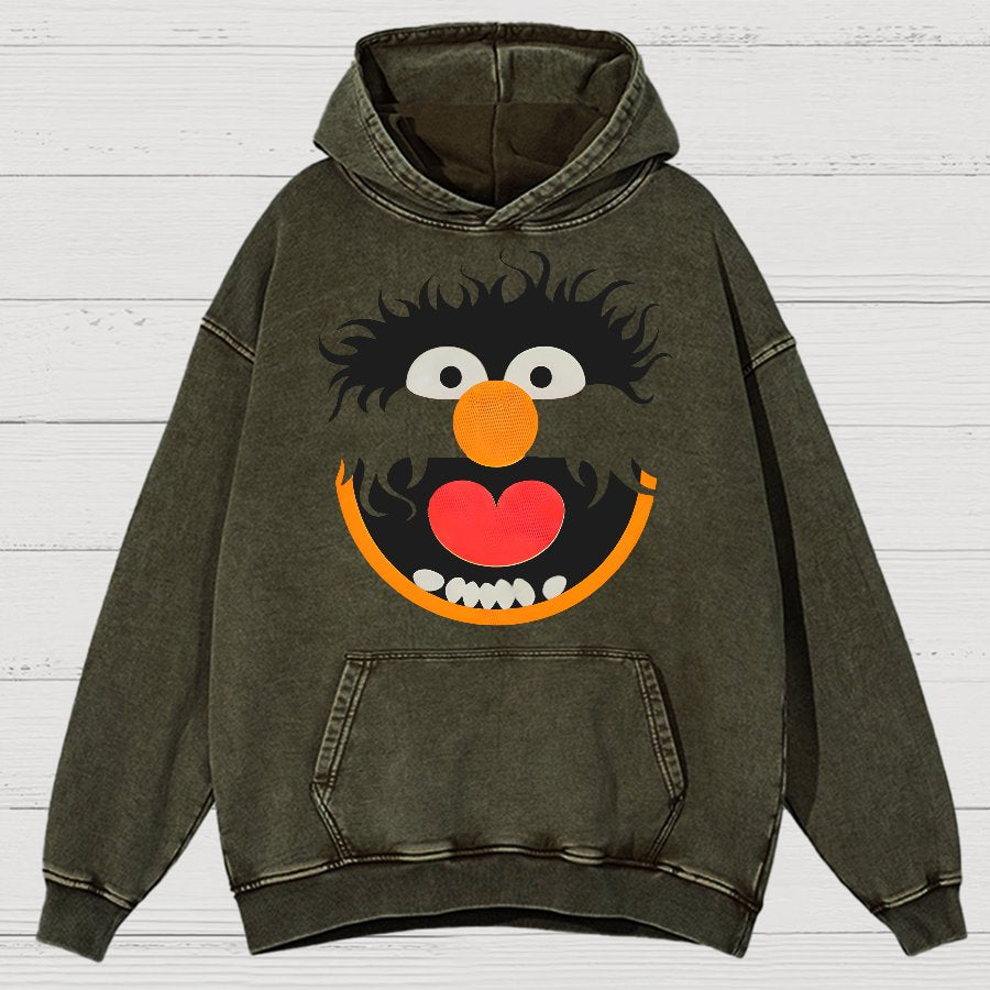 Retro Pop Culture Puppet Face 2 Vintage Distressed Hoodie