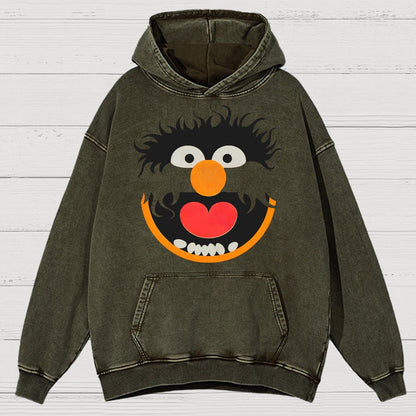 Retro Pop Culture Puppet Face 2 Vintage Distressed Hoodie