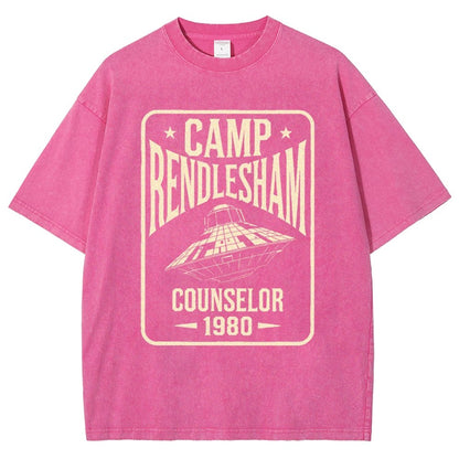 Camp Rendlesham Counselor 1980 UFO Vintage Distressed T-shirt
