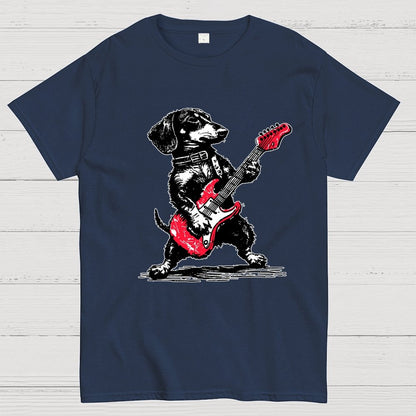 Dachshund Weenie Playing Guitar Geek T-Shirt
