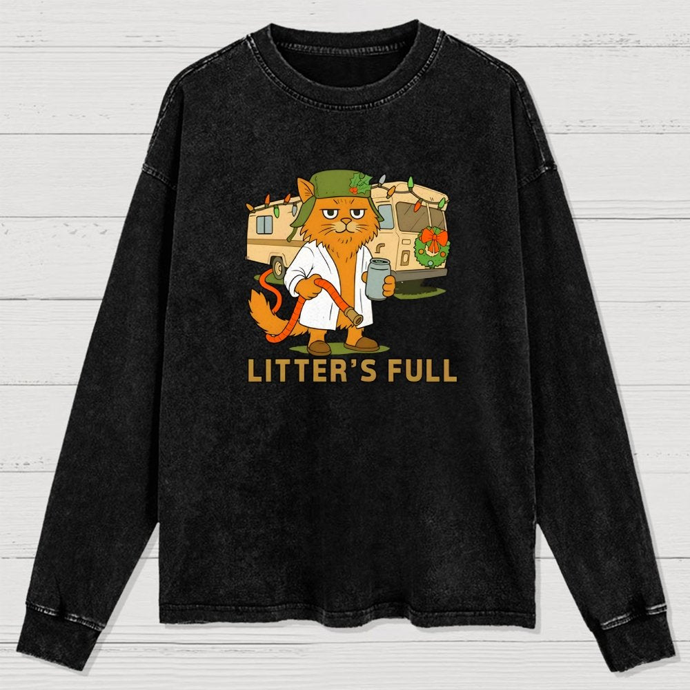 Christmas Shitters Full Cat Washed Long Sleeve Tee