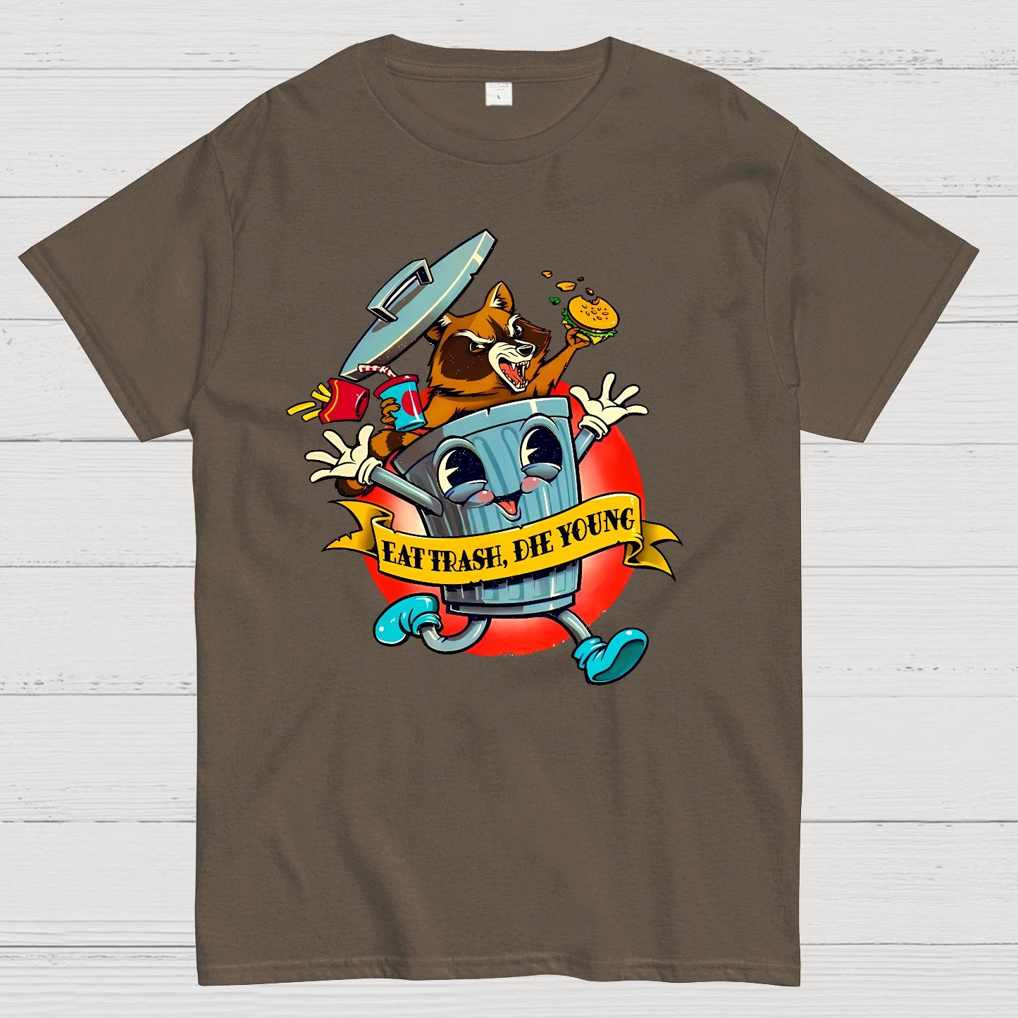 Eat Trash Die Young Vintage Cartoon Classic Geek T-Shirt