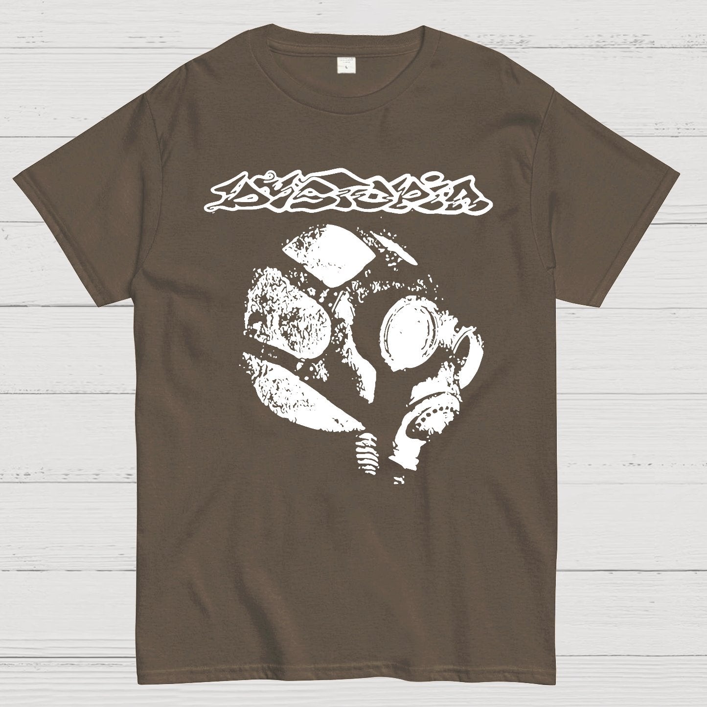 Dystopia - World Gas Mask Back Geek T-Shirt