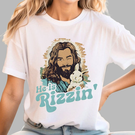 He Is Rizzin' Easter Geek T-Shirt
