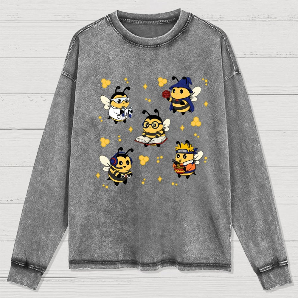 Nerdy Bees Squad Washed Long Sleeve Tee