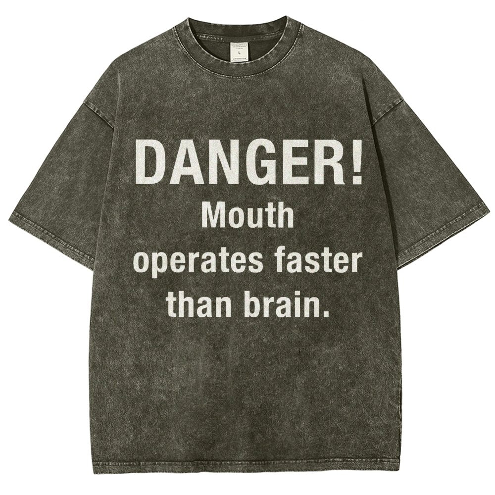Danger Mouth Works Faster Than Brain Vintage Distressed T-shirt