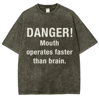 Danger Mouth Works Faster Than Brain Vintage Distressed T-shirt