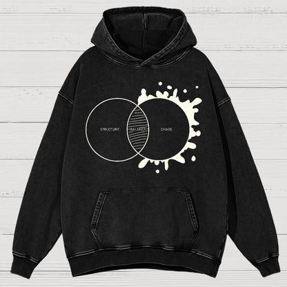 Balance Between Structure and Chaos Geek Vintage Distressed Hoodie