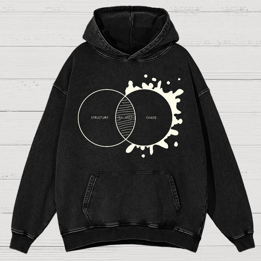 Balance Between Structure and Chaos Geek Vintage Distressed Hoodie