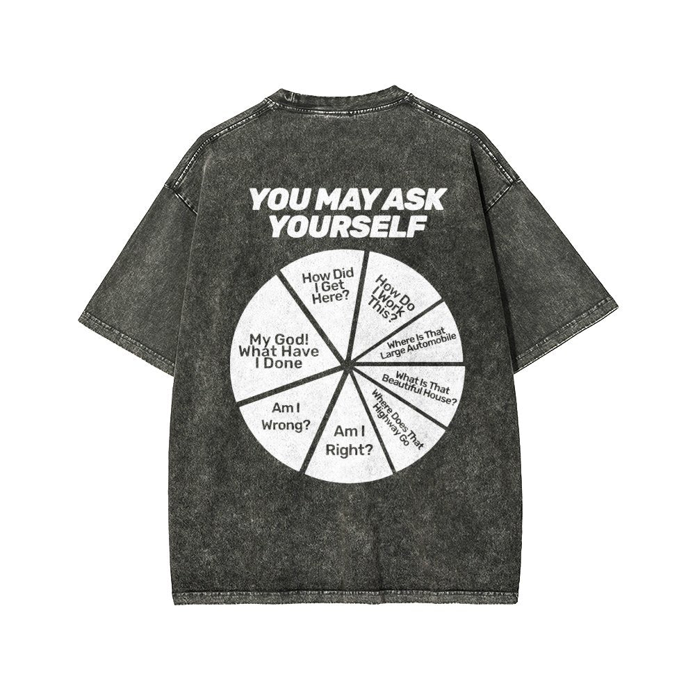 Techno Apocalypse Front And Back Printing Washed T-shirt