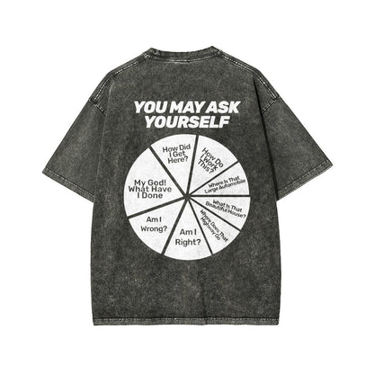 Techno Apocalypse Front And Back Printing Washed T-shirt