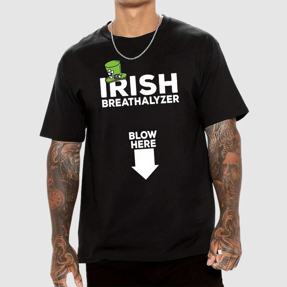 Irish Breathalyzer Blow here Funny St Patrick's Geek T-Shirt