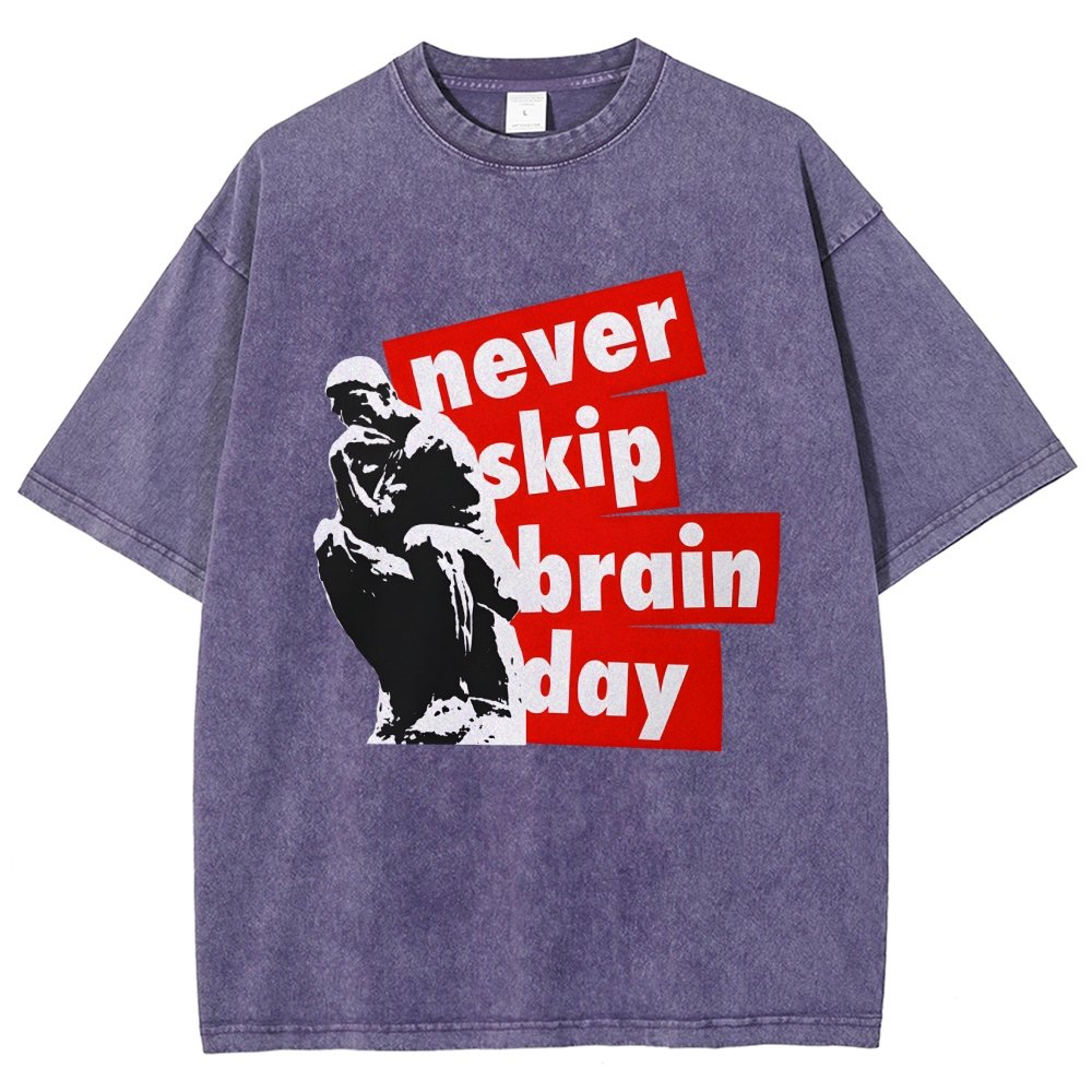 Never Skip Brain Day Vintage Distressed T-shirt
