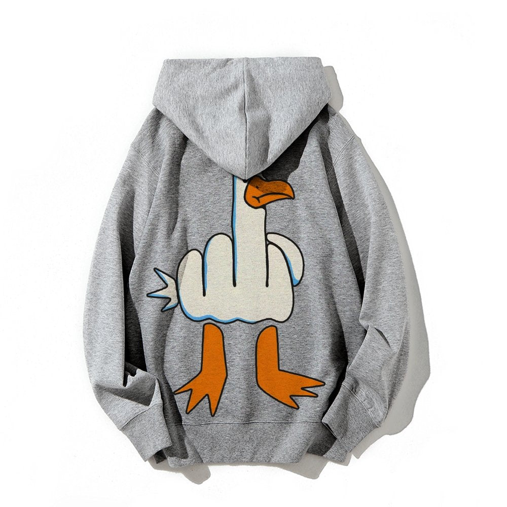 Rude Seagull Design Funny Printed Back Cotton Hoodie