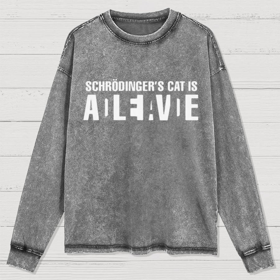 Schrödinger's Cat Adleiavde Geek Washed Long Sleeve Tee