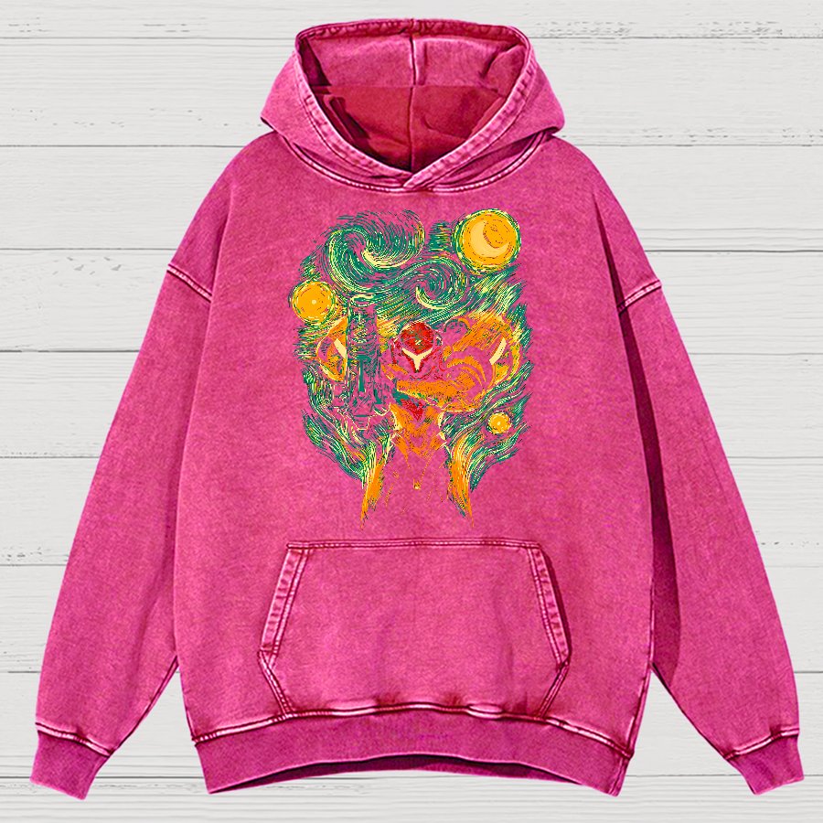 Cosmic Hunter Vintage Distressed Hoodie