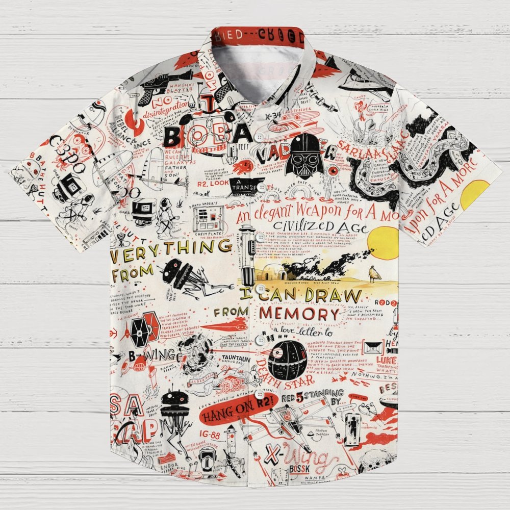 Vintage Planet And Alien Art Print Geek Hawaiian Shirt
