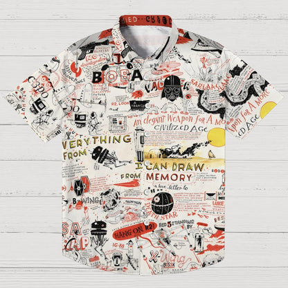 Vintage Planet And Alien Art Print Geek Hawaiian Shirt