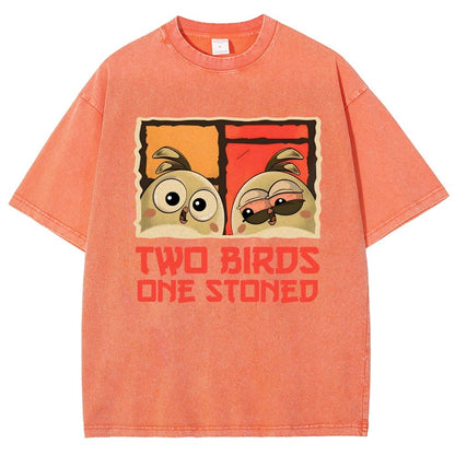 Two Birds One Stoned Vintage Distressed T-shirt