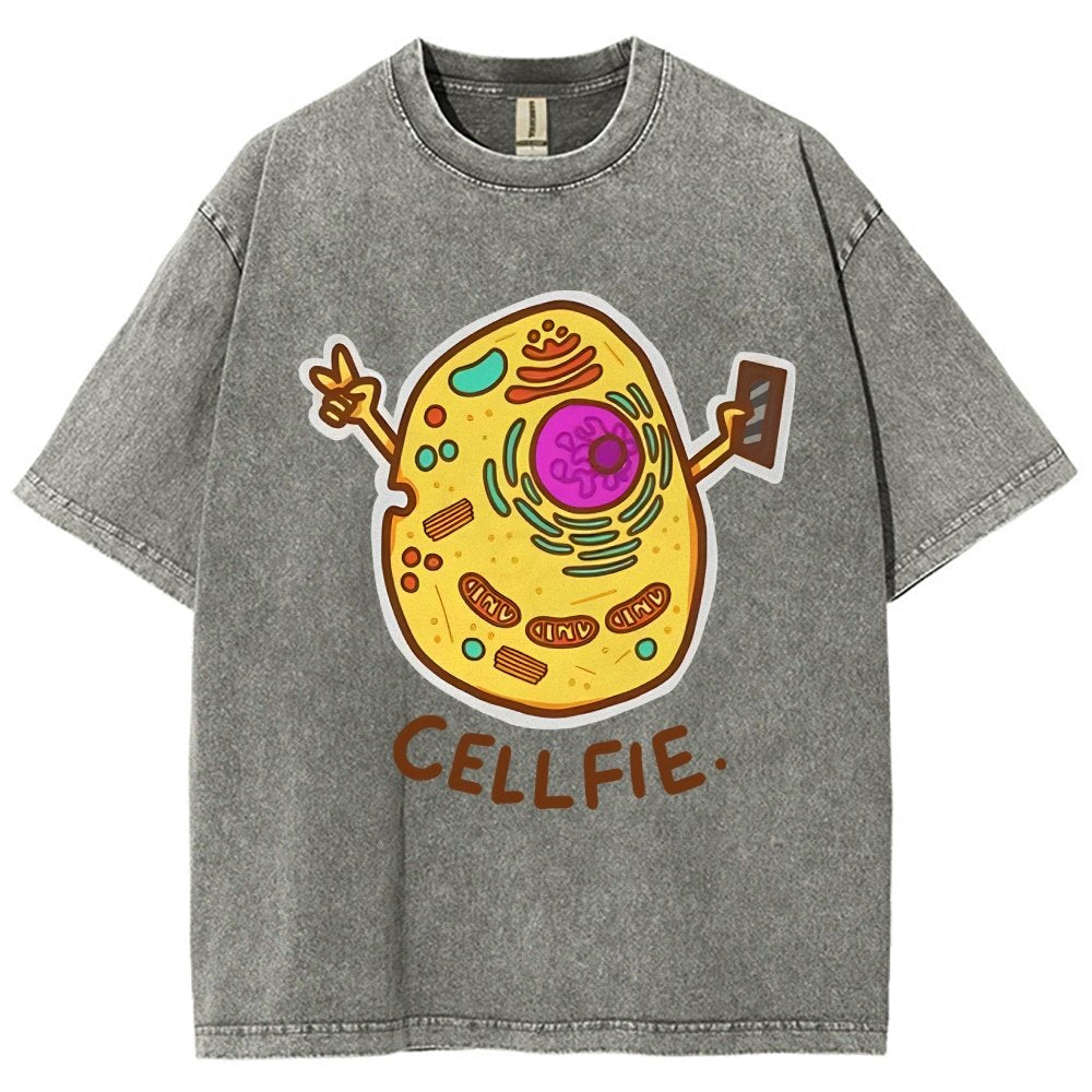 Biology pun Cell-Fie Vintage Distressed T-shirt
