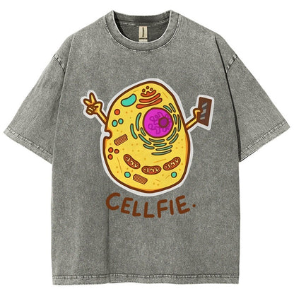 Biology pun Cell-Fie Vintage Distressed T-shirt