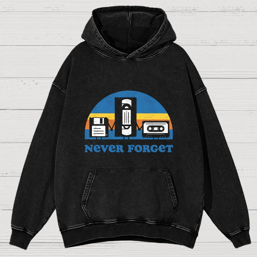 Never Forget Geeky Vintage Distressed Hoodie