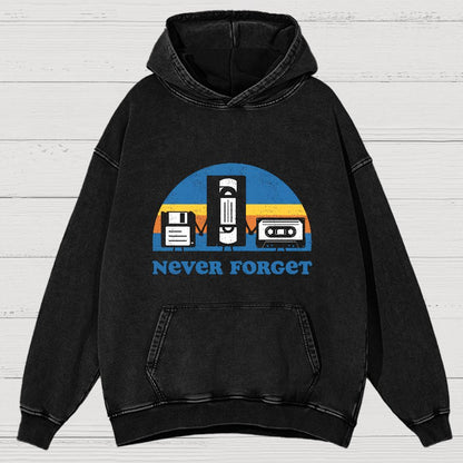 Never Forget Geeky Vintage Distressed Hoodie
