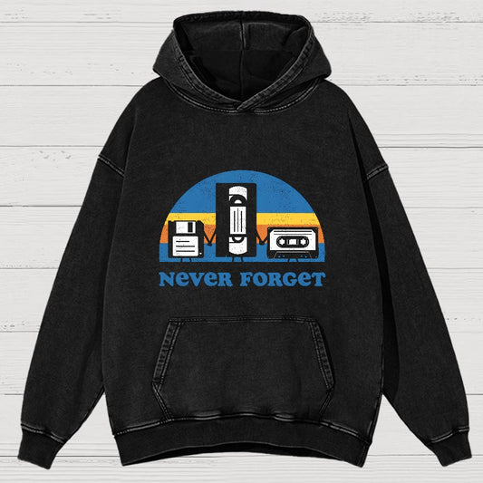 Never Forget Geeky Vintage Distressed Hoodie