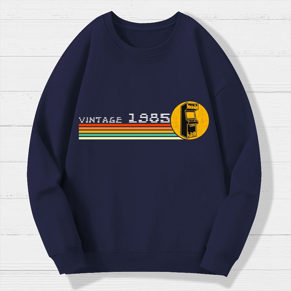 1985 Video Game Vintage Retro Arcade Classically Trained 80s Geek Cotton Sweatshirt