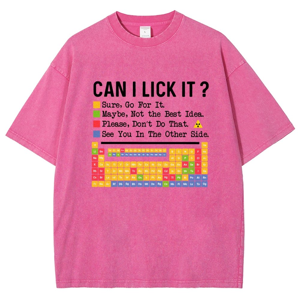 Can I Lick It Question Mark Periodic Table Of Elements Science Vintage Distressed T-shirt