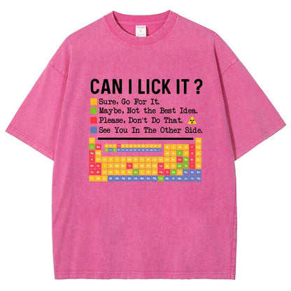 Can I Lick It Question Mark Periodic Table Of Elements Science Vintage Distressed T-shirt