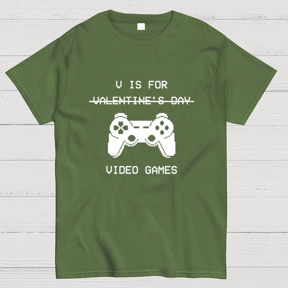 V Is For Video Games - Valentine's Day Geek T-Shirt