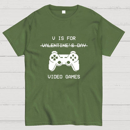 V Is For Video Games - Valentine's Day Geek T-Shirt